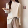乖米豆大碼慵懶半高領(lǐng)針織毛衣女秋冬新款微胖mm寬松遮肉顯瘦內(nèi)搭上衣潮 奶白色【寬松/小個子/輕熟法式小 M 【建議96-105斤】 曬單實(shí)拍圖