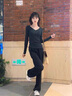千鵝湖胖妹妹夏季冰絲闊腿褲女2025新款高腰垂感顯瘦休閑直筒拖地 黑色 薄款 【冰絲香蕉褲】有口袋 L 建議【100-115斤】 曬單實(shí)拍圖