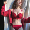 維多利亞的幻境無(wú)鋼圈紅色內(nèi)衣套裝女聚攏加厚款文胸女調(diào)整型防下垂小胸罩本命年 紅色套裝 34/75B 曬單實(shí)拍圖
