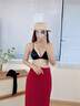JERRIE MOCK前扣內(nèi)衣女輕薄三角杯性感美背文胸罩結婚新娘紅色本命年套裝bra 黑色-套裝 M 【適合75/34AB、70C】 曬單實拍圖