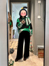 旅途原品（ltyp）羊毛馬海毛幾何撞色提花毛衣/開衫寬松針織衫女夏季 套頭毛衣-幻彩綠(預(yù)計(jì)7-10天) M 曬單實(shí)拍圖