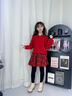 小豬彼特女童加絨裙褲兒童秋冬季加厚褲裙紅色新年打底褲女大童假兩件褲子 2201紅色【加絨·裙褲】 130 cm 曬單實(shí)拍圖