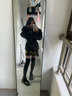 芬伶2024秋冬新款外W貿(mào)剪標(biāo)毛呢羊絨羊毛大衣女短款雙面呢小個(gè)子外套 黑色（送腰帶） S 建議100斤以下 曬單實(shí)拍圖