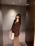 派吉鯊復(fù)古咖色毛衣外套女秋冬慵懶感寬松中長款針織開衫上衣 咖色 S 建議70-95斤 曬單實(shí)拍圖