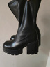 CHARLES&KEITH厚底側拉鏈彈力靴瘦瘦靴女七夕禮物CK1-90360405 Black黑色 35 曬單實拍圖