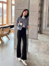 莜仙格抖音西裝喇叭褲女春秋2025新款秋季修身顯瘦垂感微喇叭褲休閑褲子 黑色 L 建議105-120 曬單實拍圖