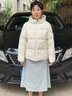 鴻星爾克女裝羽絨服保暖防風防寒白色外套加厚連帽百搭簡約時尚短款上衣女 冰川白 XL 曬單實拍圖