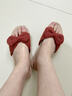 遠港紅色亞麻拖鞋女士夏季2025新款室內家用防滑防臭軟底吸汗家居布藝 珊瑚紅 37-38 【標準碼】 曬單實(shí)拍圖