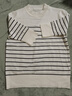 皮爾卡丹（pierre cardin）減齡黑白條紋短袖冰絲針織t恤女夏季薄款顯瘦氣質(zhì)百搭?；晟郎弦?白色 L 曬單實(shí)拍圖