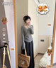 乖米豆美式復(fù)古v領(lǐng)灰色毛衣女秋冬2024新款內(nèi)搭修身顯瘦針織打底衫上衣 灰色 M 曬單實(shí)拍圖