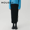 moussy 新品簡(jiǎn)約歐美風(fēng)側開(kāi)叉針織半身裙女010FAS70-7080 020黑色 00020/F 曬單實(shí)拍圖