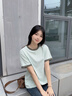 名創(chuàng)優(yōu)品（MINISO）純棉短袖t恤女2025年新款夏季多巴胺穿搭學(xué)生潮流薄荷綠女裝寬松 薄荷綠(步步高升胸標(biāo)) M 160 (不褪色 不變形) 曬單實(shí)拍圖