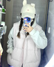 辛鏡色可愛(ài)兔耳朵棒球帽子女款冬季顯臉小大頭圍百搭加厚羊羔毛絨鴨舌帽米白色均碼 （54-58cm） 曬單實(shí)拍圖