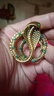 霧添花復古眼鏡蛇胸針男士蛇形徽章動(dòng)物胸花西裝別針領(lǐng)針配飾品 X0487蛇形胸針-古金色 A16-105 曬單實(shí)拍圖