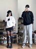 MDlila【兩件套】情侶裝春秋季衣服一男一女衛(wèi)衣2025年新款外套班服定制 男生白+女生白 薄款 XL 男生+女生M 曬單實(shí)拍圖