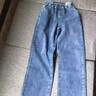 羅蒙（ROMON）牛仔褲女春秋冬季高腰寬松直筒女褲子2025年新款闊腿褲加絨褲子女 藍(lán)色常規(guī)款 26 /S 曬單實(shí)拍圖