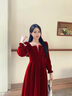 學(xué)子言訂婚禮服平時可穿微胖大碼長袖敬酒服春秋款胖mm釘珠高級感連衣裙 酒紅色 L 【建議100-120斤】 曬單實拍圖