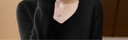 皮爾卡丹（pierre cardin）100%純羊毛衫女V領(lǐng)套頭寬松針織打底衫秋冬裝純色羊毛衫一線(xiàn)成衣 黑色 L 曬單實(shí)拍圖