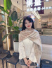 CHANEELR & KARITH圍巾女款2025新款冬韓系高級保暖雙面披肩生日新年禮物送女友老婆 卡其色 曬單實(shí)拍圖
