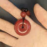 石玥珠寶 紫金朱砂平安扣吊墜本命年蛇年護(hù)身符男女士款項(xiàng)鏈掛件 水晶瑪瑙 大號(hào)紫金朱砂平安扣 曬單實(shí)拍圖