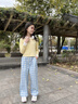 優(yōu)優(yōu)1點(diǎn)（Yoyo one）女童闊腿褲2025新款藍(lán)色格子褲早春兒童女孩褲子春裝洋氣休閑直筒 15266藍(lán)色 150 150cm 曬單實(shí)拍圖