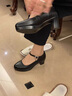 凱利 蕾莉（KELLY REILL）旗袍模特走秀鞋女專(zhuān)用高跟鞋厚底防水臺(tái)粗跟單鞋大碼軟底工作女鞋 黑色 腳胖腳寬拍大一碼 9cm 32 (210mm) 曬單實(shí)拍圖