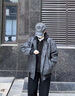 WHIM NASA男士假兩件連帽皮衣外套男春秋季新款?yuàn)A克寬松男生工裝青少年休閑 黑色 XL 曬單實(shí)拍圖