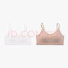 TINGE純色棉運(yùn)動(dòng)美背內(nèi)衣女無鋼圈文胸薄款2件 白色+淺卡其 M 曬單實(shí)拍圖