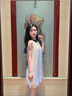 THREE QUARTERS 官方直營水晶珠片撞色大蝴蝶結(jié)連衣裙子夏裝女裝 白色 S 曬單實拍圖