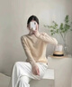 鄂爾多市產(chǎn)羊絨世家100%無縫純羊絨衫女秋冬半高領(lǐng)純色羊絨針織女 原絨駝 L 105-115斤 曬單實(shí)拍圖