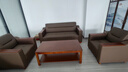 世金家具（shijinjiaju）辦公沙發(fā)茶幾組合套裝辦公沙發(fā)中式會(huì )客商務(wù)接待室三人位真皮沙發(fā) 【旗艦款貓爪皮】棕色 【店長(cháng)推薦】3+1+1+中式長(cháng)茶幾 曬單實(shí)拍圖