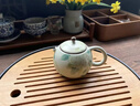 陶羽仿宋汝窯繡球花河豚壺功夫茶具陶瓷茶壺泡茶家用開(kāi)片可養泡茶器 仿宋汝窯繡球花河豚壺 曬單實(shí)拍圖