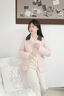 ELAND【三防】衣戀棉服女學(xué)院風(fēng)秋日華夫餅絎縫外套2025秋季新款 粉色(25)Pink S 160 曬單實(shí)拍圖