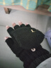 途尊手套男冬季露手指初中學(xué)生自行車(chē)騎行情侶毛線(xiàn)半截翻蓋男生冬保暖 黑色小鹿【半指翻蓋手套】 曬單實(shí)拍圖