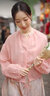 浮云堂.風(fēng)」輕絮.新中式改良國風(fēng)襯衫女2025春夏禪意上衣連衣裙套裝 蓮紅（連衣裙） S 曬單實(shí)拍圖