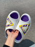 匹克態(tài)極小胖拖男女情侶拖鞋夏季時(shí)尚厚底增高軟彈涼拖 【男款】-白/黃/紫 45 曬單實(shí)拍圖