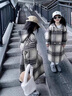 迪士尼女童秋冬毛呢子大衣2024新品兒童雙面羊絨格子中長(cháng)款韓版保暖外套 灰米格子大衣 130cm 曬單實(shí)拍圖