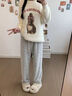 浪莎彩色糯米褲女秋冬加絨新款高腰垂感闊腿褲軟糯慵懶針織褲 曬單實(shí)拍圖