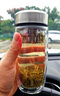 明徽茶杯玻璃杯男士雙層水杯鵝蛋防燙隔熱杯子大容量加厚車(chē)載高檔定制 鋼本色400ML【杯蓋不銹鋼內芯】 曬單實(shí)拍圖