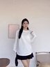 ELAND衣戀【100%棉】T恤女圓領(lǐng)垂感舒適寬松長(zhǎng)袖上衣2025秋季新款 象牙白/白色(39)Ivory S 160 曬單實(shí)拍圖