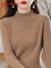 LOVER RUCCI100%純棉半高領(lǐng)毛衣女新款2025年秋冬長袖針織衫內(nèi)搭打底衫 黃坨 3XL 曬單實(shí)拍圖