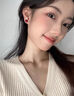伊燦精致鑲鉆酒紅色仿珍珠氣質(zhì)耳釘2025新款耳環(huán)無耳洞耳夾高級感耳飾 方形紅色耳釘 曬單實拍圖