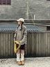 BURNIN*千鳥格立領(lǐng)夾克男氣質(zhì)外套百搭男女寬松外套國潮休閑情侶 棕色 M 曬單實拍圖