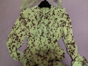 SNIDEL秋冬甜美碎花系帶收腰百褶雪紡連衣裙SWFO245033 粉米色 M （1） 曬單實(shí)拍圖