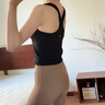MAIA ACTIVE自帶杯 免穿BRA休閑日常交叉肩帶背心健身運動(dòng)文胸瑜伽內衣女 神秘黑(及腰款) M 曬單實(shí)拍圖