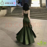 魁熙禮服女18歲禮服 感公主裙魚尾裙法式感綠色吊帶露背連衣 XL  (建議125-135斤 曬單實拍圖