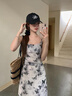 DXOT2025茶歇法式無袖吊帶碎花連衣裙子女夏季2025新款感收腰顯瘦長裙 連衣裙 M 45/55kg 曬單實拍圖