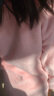 貓人兒童睡衣女童加厚舒棉絨開衫家居服女孩睡衣套裝 粉色字母 140  曬單實拍圖