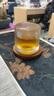 瓷牌茗茶具 創(chuàng)意玻璃水杯家用耐熱泡茶杯旋轉(zhuǎn)解壓高檔啤酒杯可樂杯杯子 旋轉(zhuǎn)《豎紋》解壓杯帶圓竹墊 曬單實拍圖