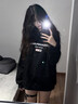 FDR官方店 國潮美式發(fā)泡印花加絨連帽衛(wèi)衣男女秋冬季寬松上衣帽衫 黑色 L 曬單實拍圖
